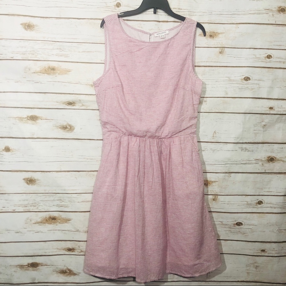 Beach lunch lounge pink stripe sleeveless dress XS